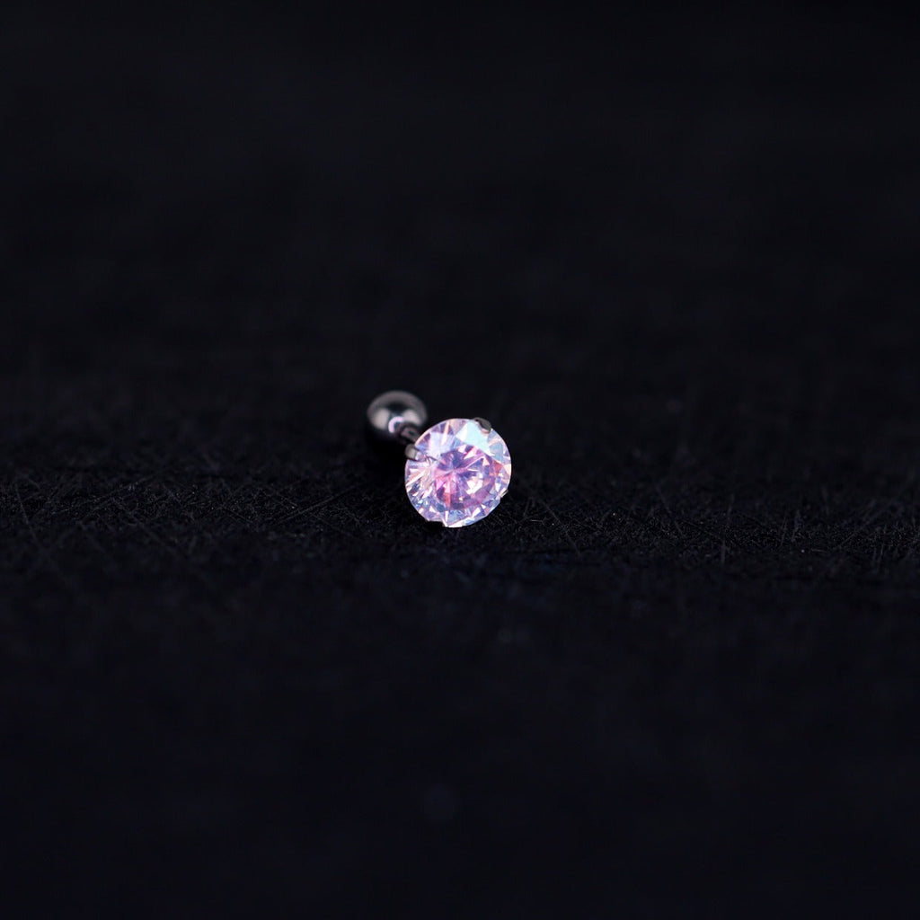 20G Thin Gauge Prong-Set CZ Titanium Ear Studs - 20G Thin Gauge Prong-Set CZ Titanium Ear Studs - Light Pink / 3mm by CRUXJEWELRY