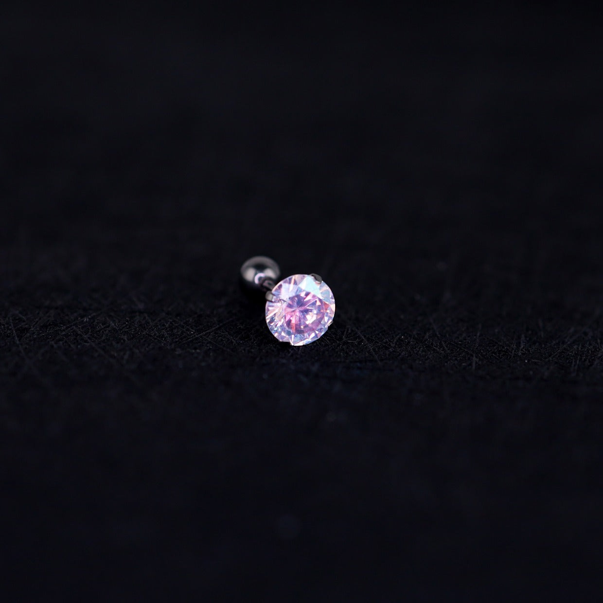 20G Thin Gauge Prong-Set CZ Titanium Ear Studs - 20G Thin Gauge Prong-Set CZ Titanium Ear Studs - Light Pink / 3mm by CRUXJEWELRY