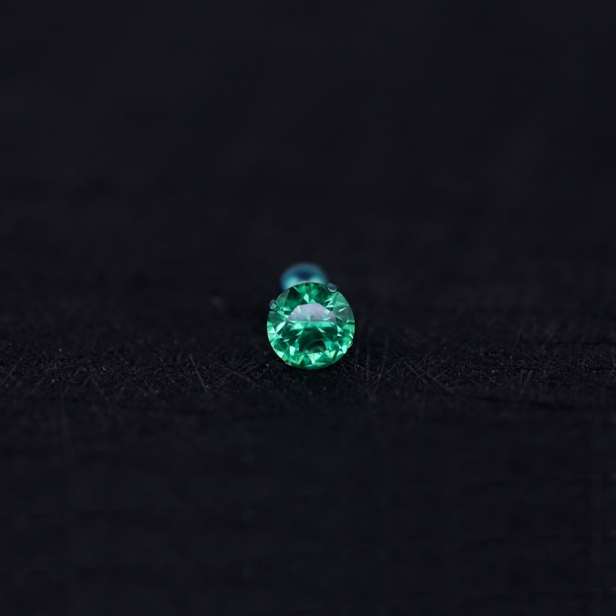 20G Thin Gauge Prong-Set CZ Titanium Ear Studs - 20G Thin Gauge Prong-Set CZ Titanium Ear Studs - Green / 3mm by CRUXJEWELRY