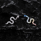Curved Snake CZ Internally Threaded Titanium Ear Studs - Curved Snake CZ Internally Threaded Titanium Ear Studs - Sliver / 6mm by CRUXJEWELRY