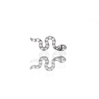 Curved Snake CZ Internally Threaded Titanium Ear Studs - Curved Snake CZ Internally Threaded Titanium Ear Studs - Sliver / 6mm by CRUXJEWELRY