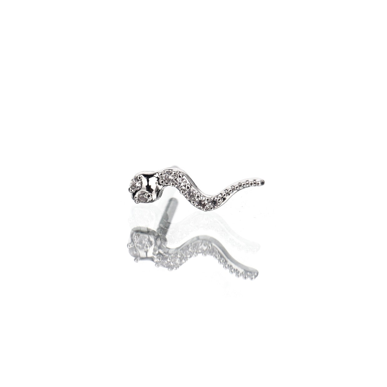 Curved Serpent CZ Stainless Steel Ear Studs - Curved Serpent CZ Stainless Steel Ear Studs - Single by CRUXJEWELRY