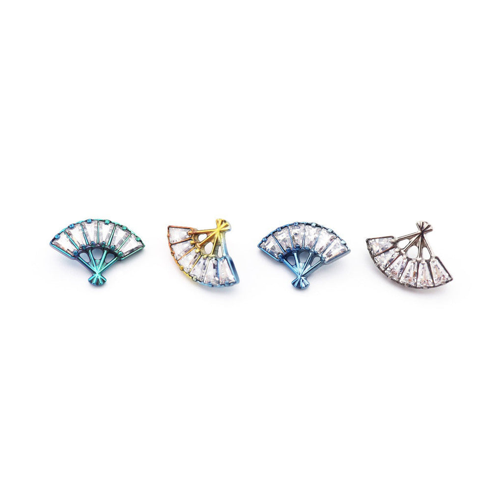 Eastern Aesthetics - FAN CZ Internally Threaded Titanium Ear Studs - Eastern Aesthetics - FAN CZ Internally Threaded Titanium Ear Studs - Sliver / 6mm by CRUXJEWELRY