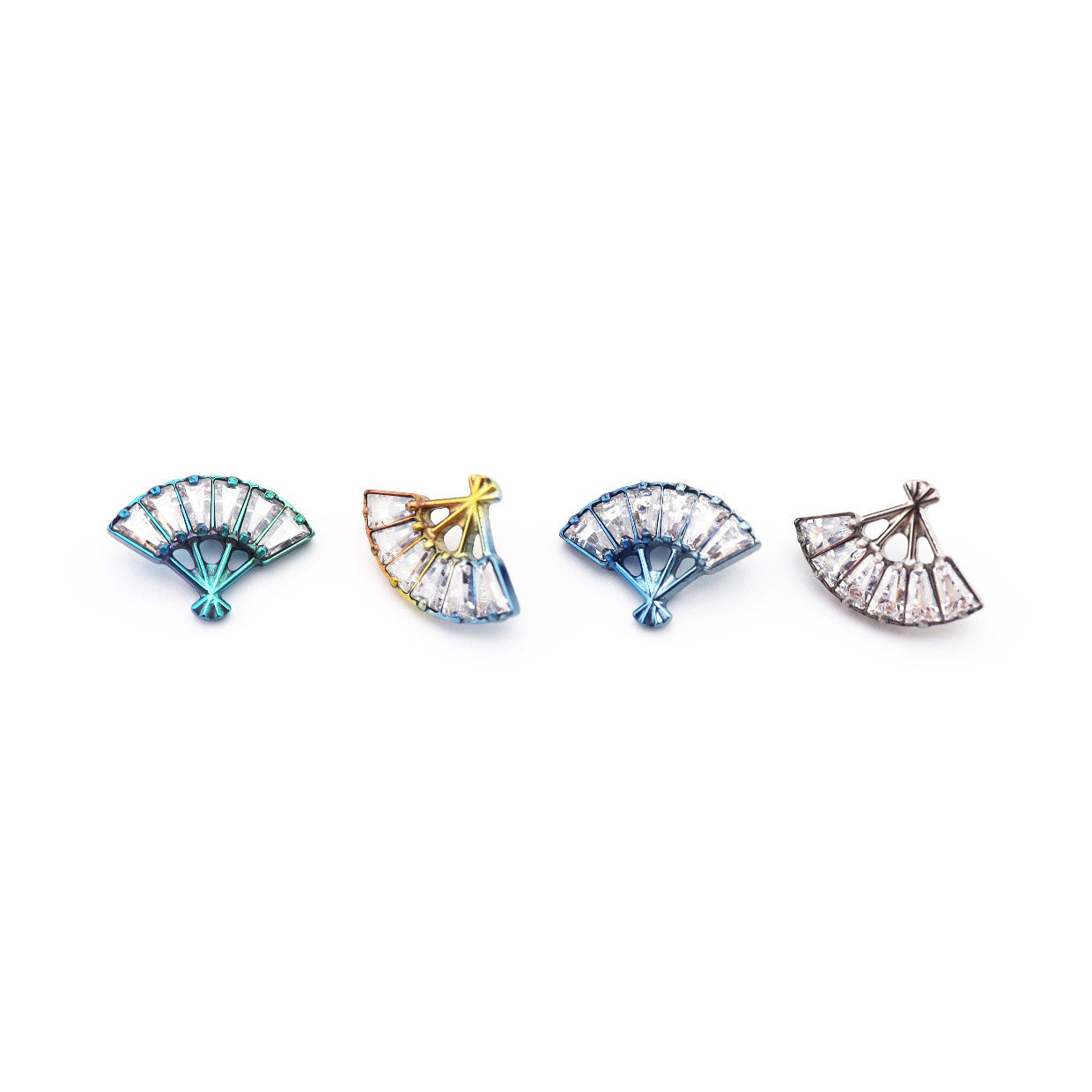 Eastern Aesthetics - FAN CZ Internally Threaded Titanium Ear Studs - Eastern Aesthetics - FAN CZ Internally Threaded Titanium Ear Studs - Sliver / 6mm by CRUXJEWELRY