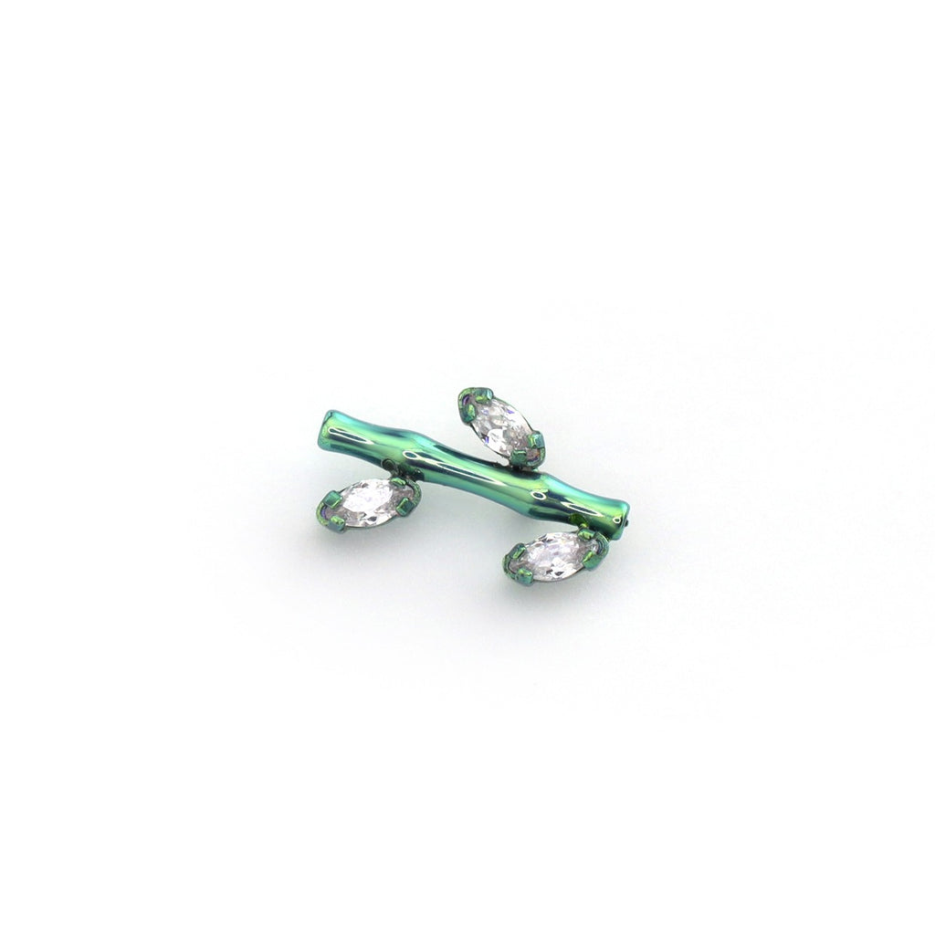 CZ Bamboo Segment Internally Threaded Titanium Studs - CZ Bamboo Segment Internally Threaded Titanium Studs - Sliver / 6mm by CRUXJEWELRY