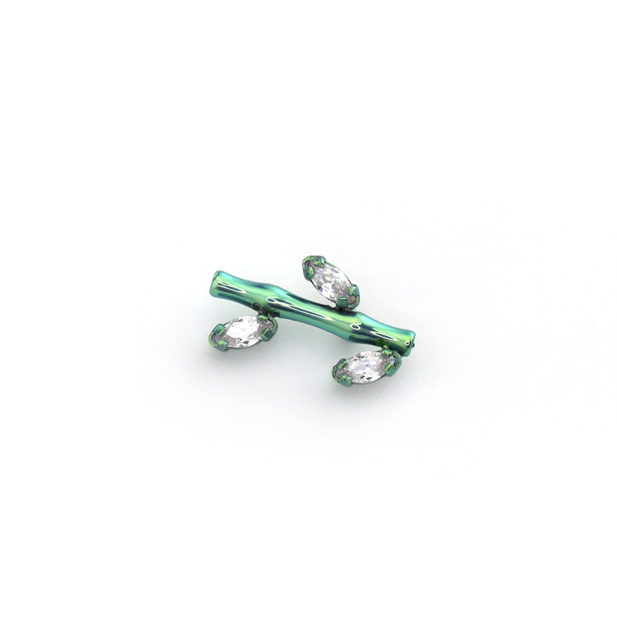 CZ Bamboo Segment Internally Threaded Titanium Studs - CZ Bamboo Segment Internally Threaded Titanium Studs - Sliver / 6mm by CRUXJEWELRY