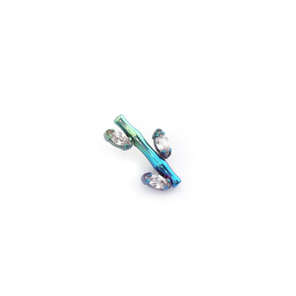 CZ Bamboo Segment Internally Threaded Titanium Studs - CZ Bamboo Segment Internally Threaded Titanium Studs - Blue / 6mm by CRUXJEWELRY