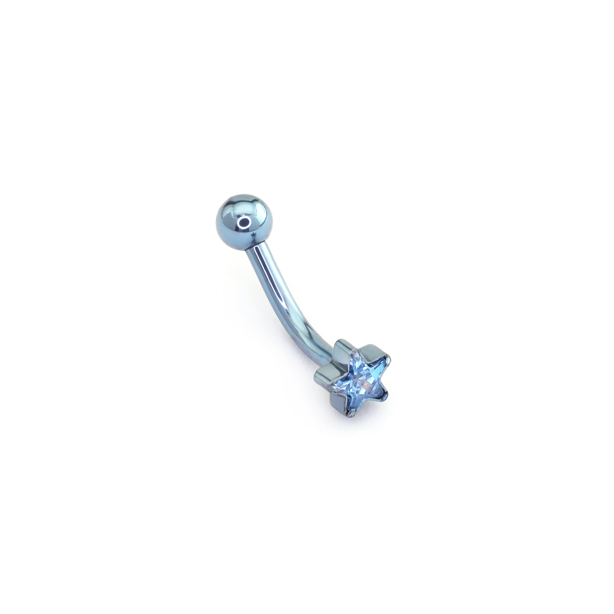 Rainbow Pentagram CZ Internally Threaded Titanium Eyebrow Stud - Rainbow Pentagram CZ Internally Threaded Titanium Eyebrow Stud - Blue / 4mm / 6mm by CRUXJEWELRY