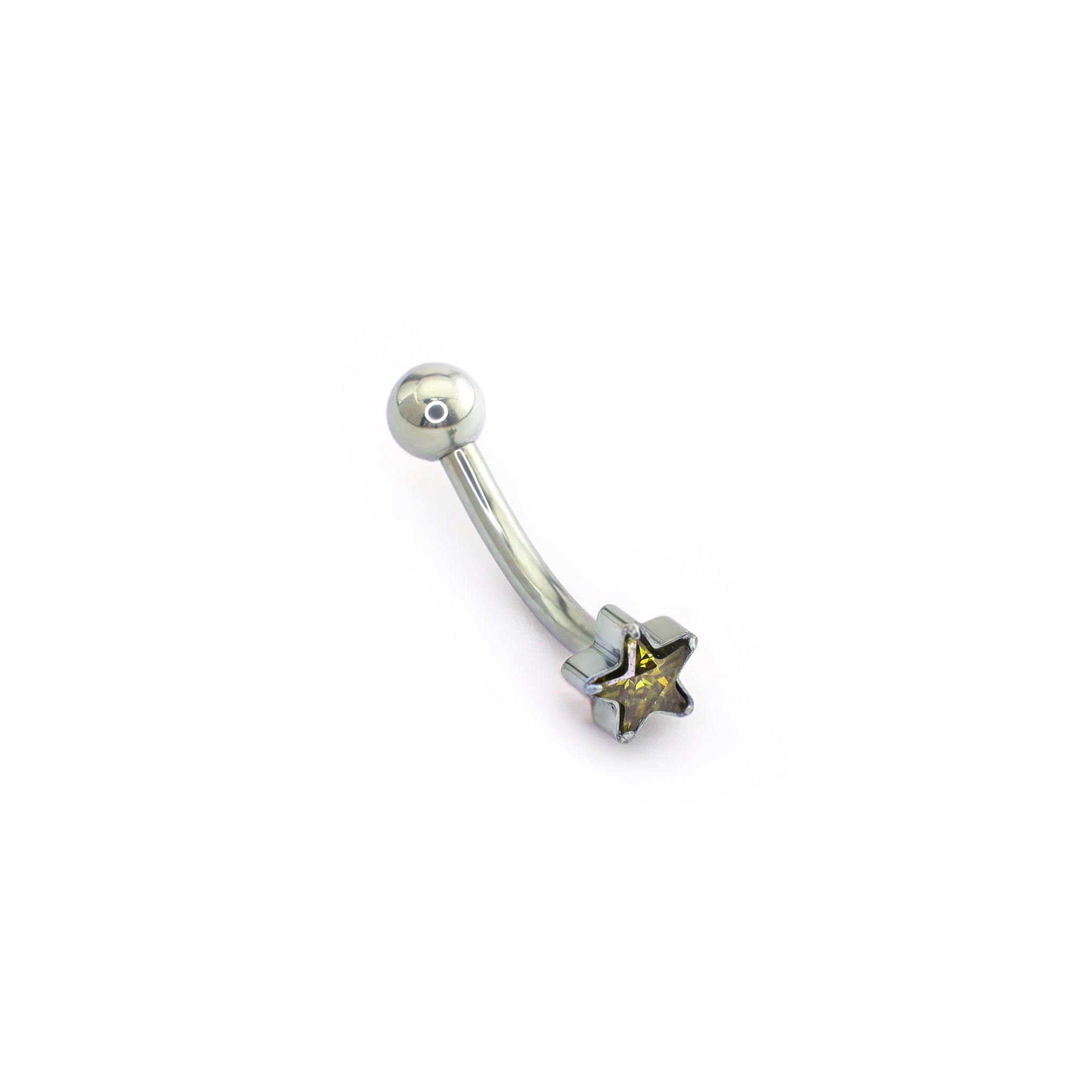Rainbow Pentagram CZ Internally Threaded Titanium Eyebrow Stud - Rainbow Pentagram CZ Internally Threaded Titanium Eyebrow Stud - Green / 4mm / 6mm by CRUXJEWELRY