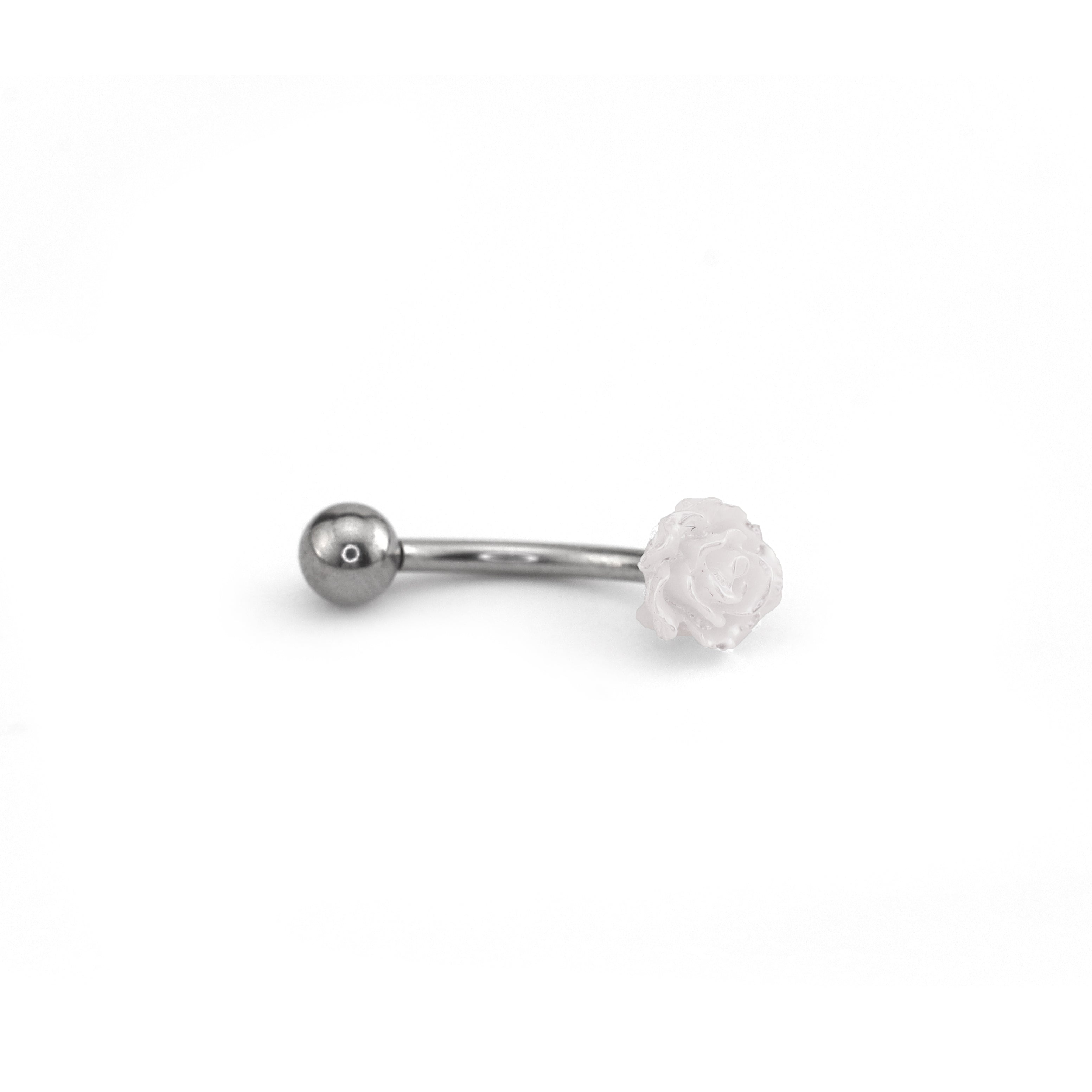 Colorful Rose Internally Threaded Stainless Steel Eyebrow Studs - Colorful Rose Internally Threaded Stainless Steel Eyebrow Studs - White / 8mm by CRUXJEWELRY