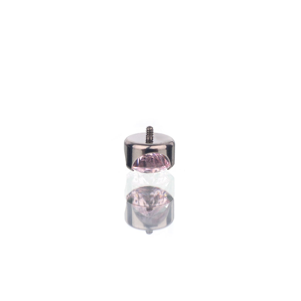 Wave Bezel-Set CZ Titanium Ear Studs - Wave Bezel-Set CZ Titanium Ear Studs - Pink / 4mm / 6mm by CRUXJEWELRY