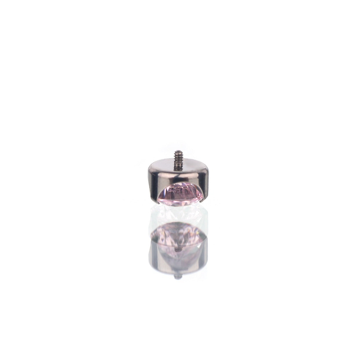 Wave Bezel-Set CZ Titanium Ear Studs - Wave Bezel-Set CZ Titanium Ear Studs - Pink / 4mm / 6mm by CRUXJEWELRY