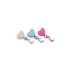 Heart Pendant Teardrop CZ Titanium Ear Studs - Heart Pendant Teardrop CZ Titanium Ear Studs - Sliver / 6mm by CRUXJEWELRY