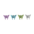 Thin Needle Micro-Pave Butterfly Stainless Steel Ear Studs - Thin Needle Micro-Pave Butterfly Stainless Steel Ear Studs - White / Single by CRUXJEWELRY