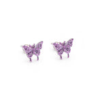 Thin Needle Micro-Pave Butterfly Stainless Steel Ear Studs - Thin Needle Micro-Pave Butterfly Stainless Steel Ear Studs - Purple / Set by CRUXJEWELRY