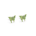 Thin Needle Micro-Pave Butterfly Stainless Steel Ear Studs - Thin Needle Micro-Pave Butterfly Stainless Steel Ear Studs - Green / Set by CRUXJEWELRY