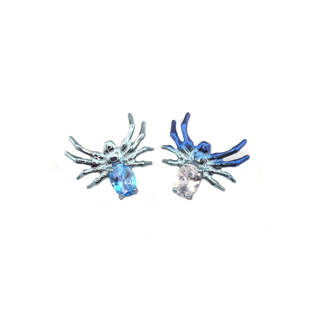 Crystal Spider Titanium Ear Studs - Crystal Spider Titanium Ear Studs - Gold / 6mm by CRUXJEWELRY