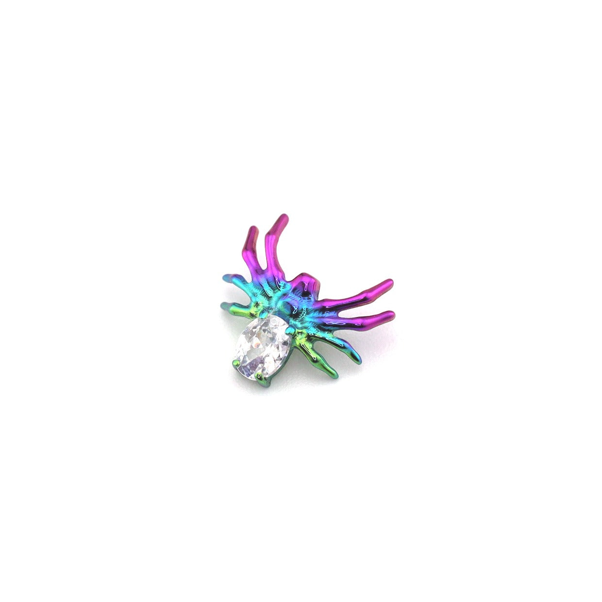 Crystal Spider Titanium Ear Studs - Crystal Spider Titanium Ear Studs - Gold / 6mm by CRUXJEWELRY