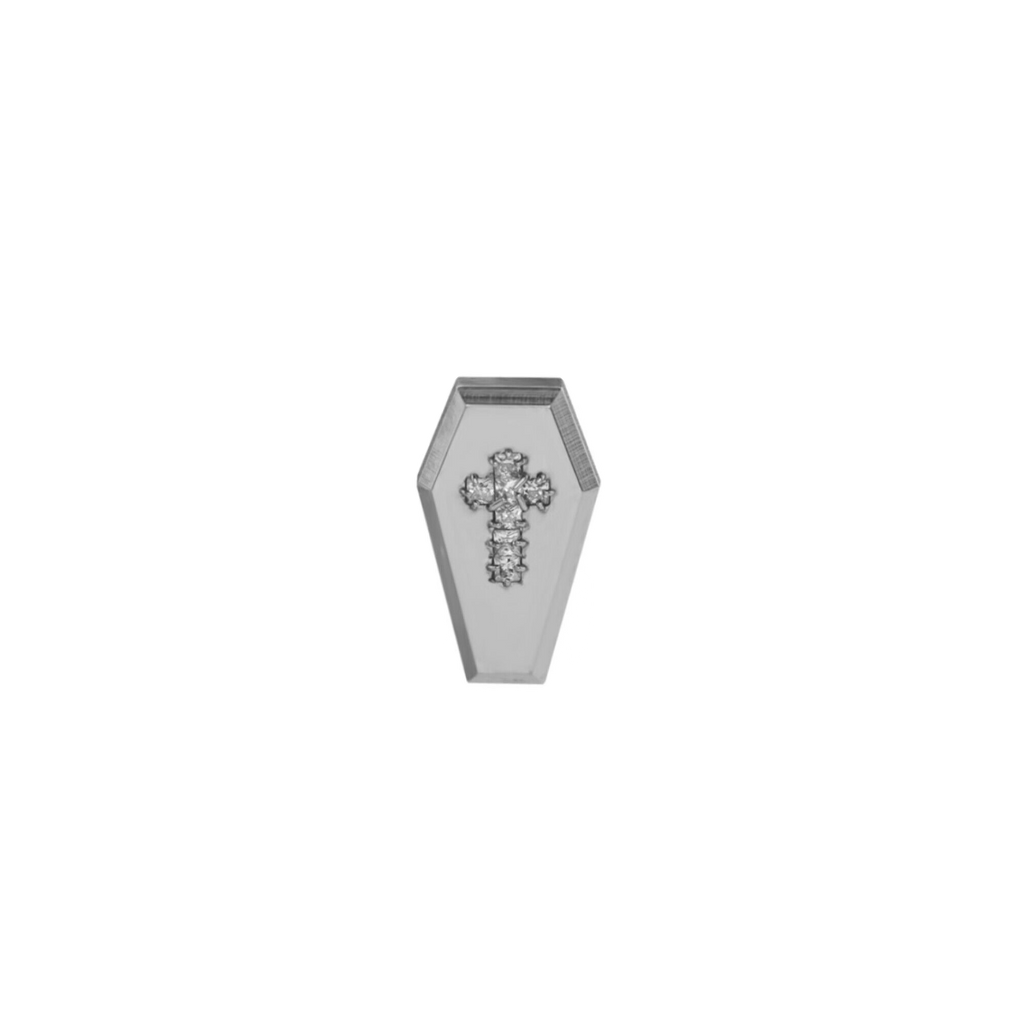 Hallowmas - Mischief Coffin Cross with Zirconia Gemstone - Hallowmas - Mischief Coffin Cross with Zirconia Gemstone - 5mm by CRUXJEWELRY