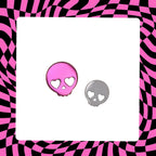 Hallowmas - Sweetheart Skeleton Titanium Ear Studs - Hallowmas - Sweetheart Skeleton Titanium Ear Studs - Pink / 6mm by CRUXJEWELRY