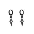 Black & White Openwork Star Dangle Stainless Steel Earrings - Black & White Openwork Star Dangle Stainless Steel Earrings - Pair of Black by CRUXJEWELRY