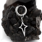 Black & White Openwork Star Dangle Stainless Steel Earrings - Black & White Openwork Star Dangle Stainless Steel Earrings - Silver by CRUXJEWELRY