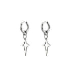 Black & White Openwork Star Dangle Stainless Steel Earrings - Black & White Openwork Star Dangle Stainless Steel Earrings - Pair of Silver by CRUXJEWELRY
