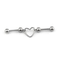 Heart Segment Stainless Steel Industrial Barbell - Heart Segment Stainless Steel Industrial Barbell - Sliver by CRUXJEWELRY
