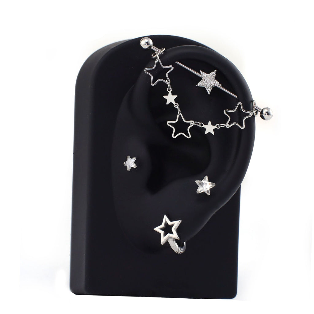 Openwork Pentagram Y2K Ear Chain - product overview