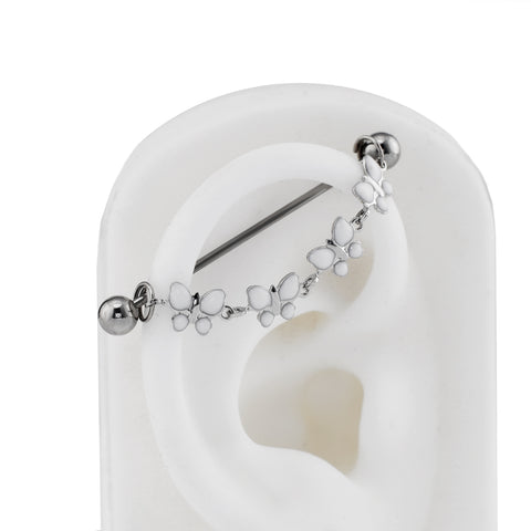 Chaîne d'oreille papillon en zircon blanc 