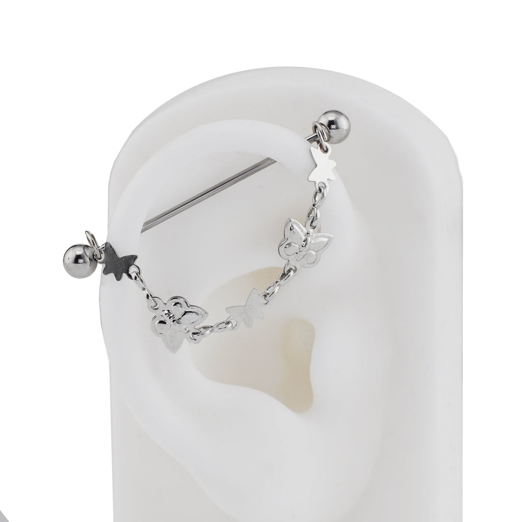3D Silver Butterfly Ear Chain - 3D Silver Butterfly Ear Chain - Default Title by CRUXJEWELRY