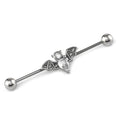 Engraved Crystal Bat Stainless Steel Industrial Barbell - Engraved Crystal Bat Stainless Steel Industrial Barbell - Default Title by CRUXJEWELRY
