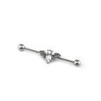 Engraved Crystal Bat Stainless Steel Industrial Barbell - Engraved Crystal Bat Stainless Steel Industrial Barbell - Default Title by CRUXJEWELRY