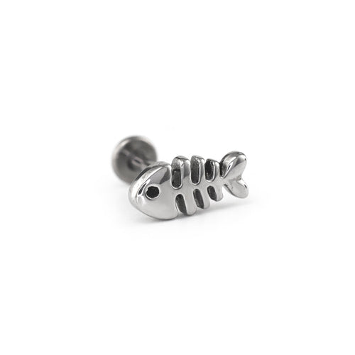 3D Fishbone Internally Threaded Titanium Ear Studs - product overview