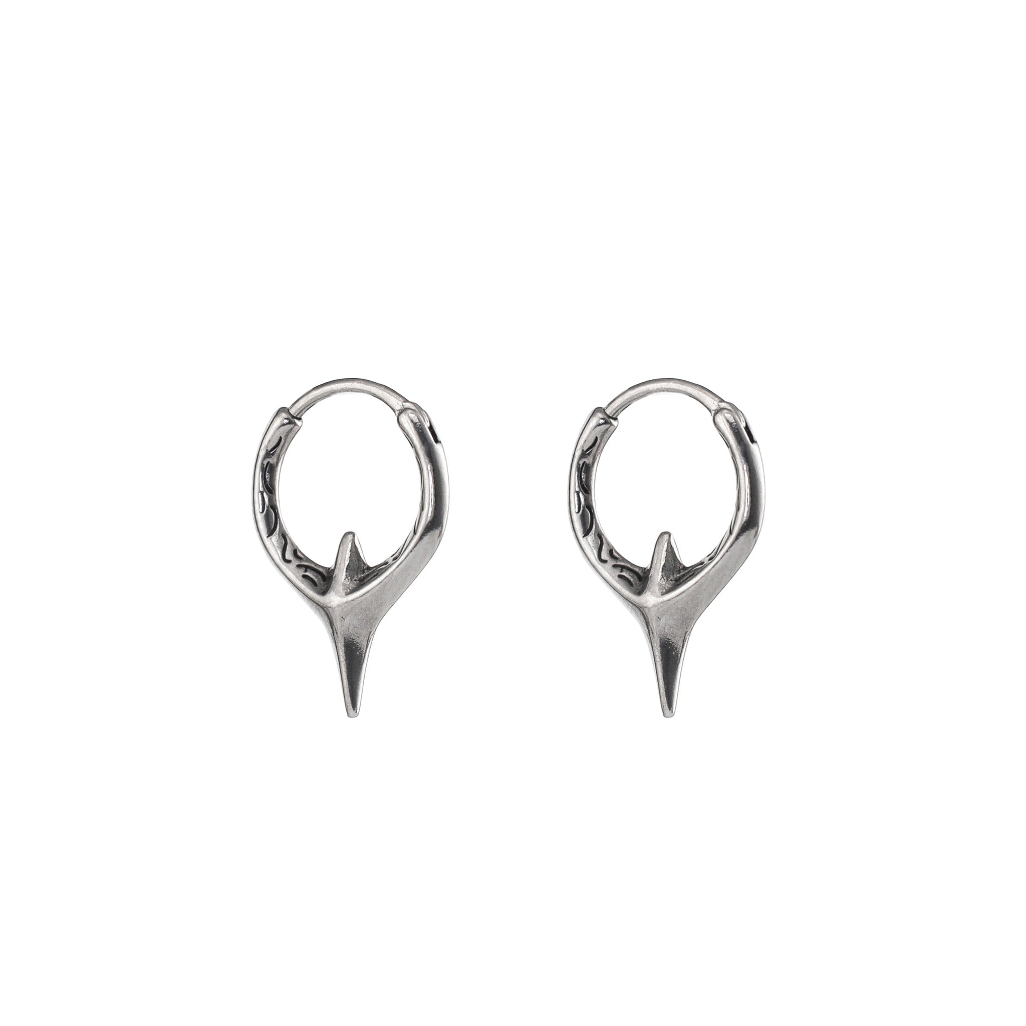 Engraved Punk Fangs Stainless Steel Earrings - Engraved Punk Fangs Stainless Steel Earrings - Set by CRUXJEWELRY