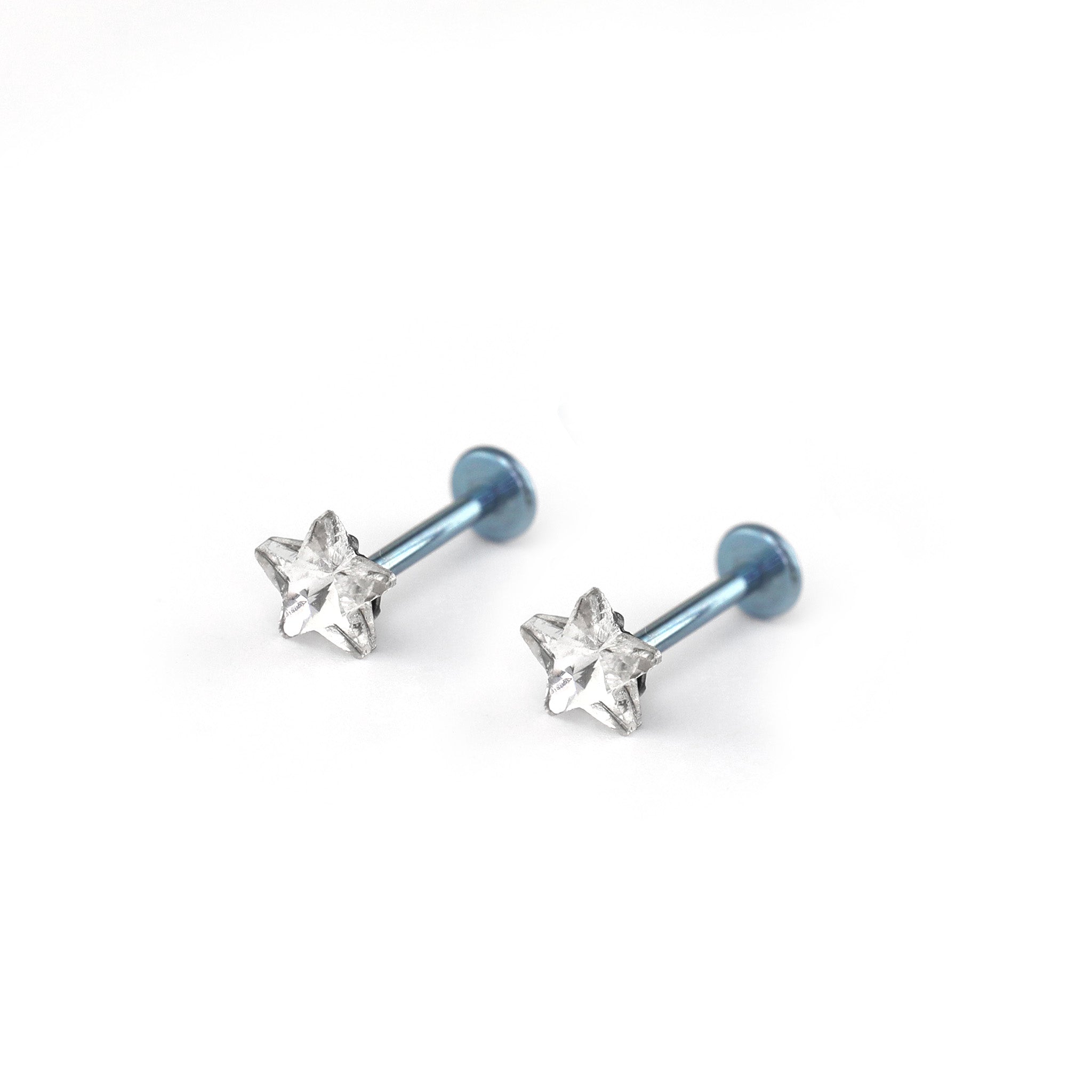 Crystal Star Internally Threaded Titanium Labret Stud - Crystal Star Internally Threaded Titanium Labret Stud - 6mm by CRUXJEWELRY