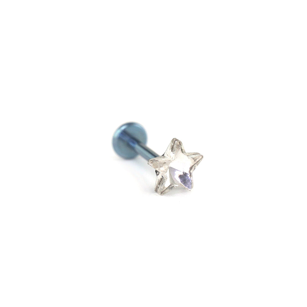 Crystal Star Internally Threaded Titanium Labret Stud - Crystal Star Internally Threaded Titanium Labret Stud - 6mm by CRUXJEWELRY