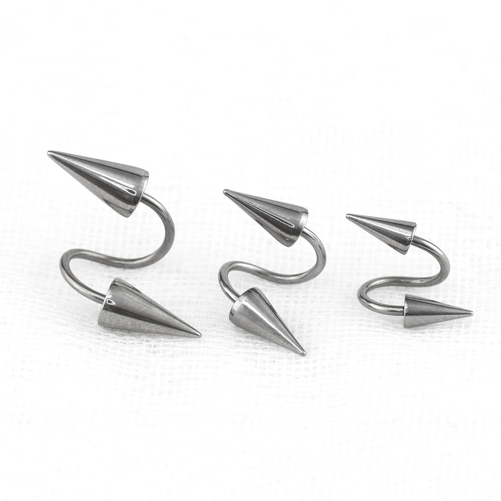 S-Shaped Spike Externally Threaded Stainless Steel Lip Ring - S-Shaped Spike Externally Threaded Stainless Steel Lip Ring - 8mm by CRUXJEWELRY