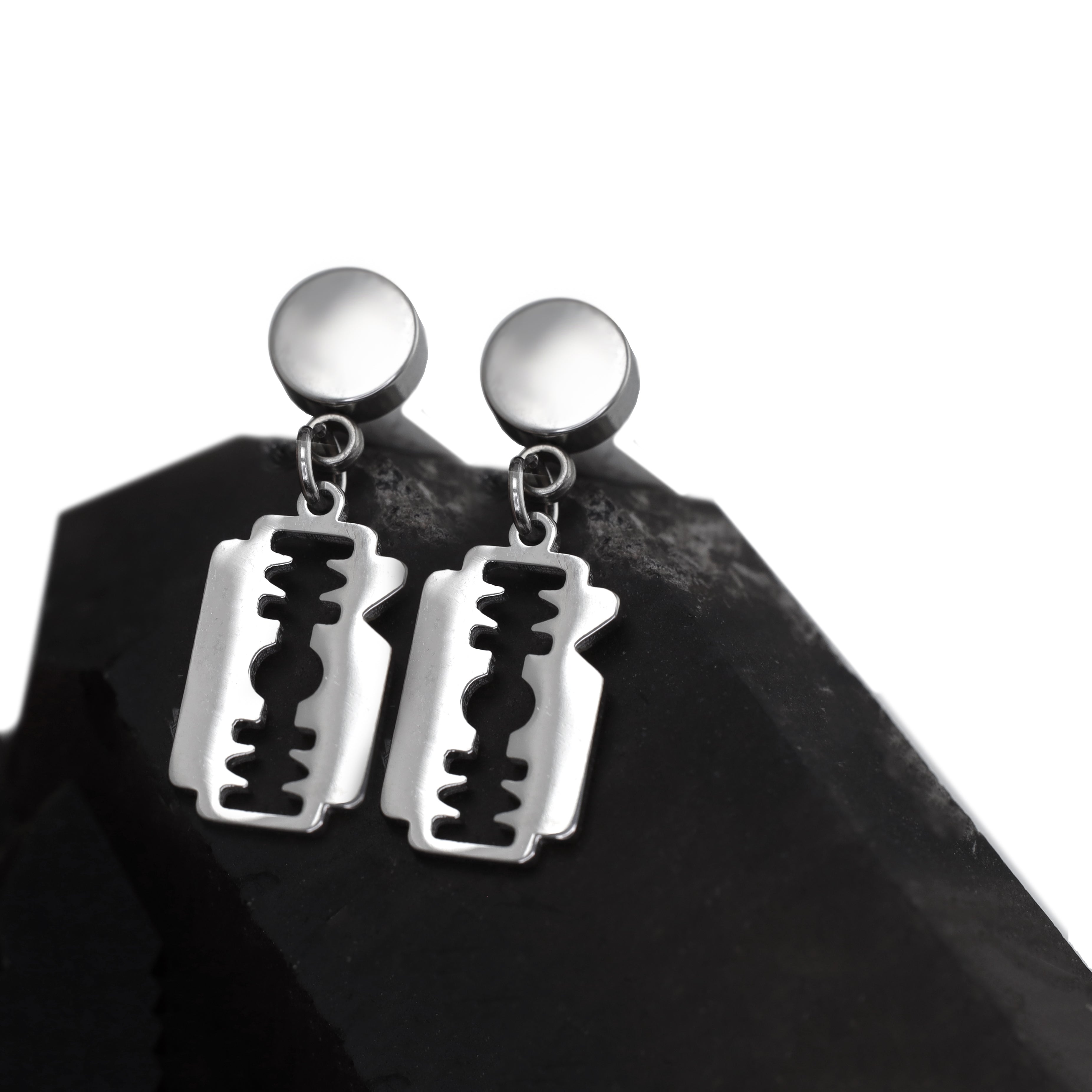 PAIR OF Blade Pendant Externally Threaded Stainless Steel Ear Studs - PAIR OF Blade Pendant Externally Threaded Stainless Steel Ear Studs - Default Title by CRUXJEWELRY
