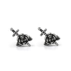 3D Dagger & Rose Stainless Steel Ear Studs - 3D Dagger & Rose Stainless Steel Ear Studs - Set by CRUXJEWELRY