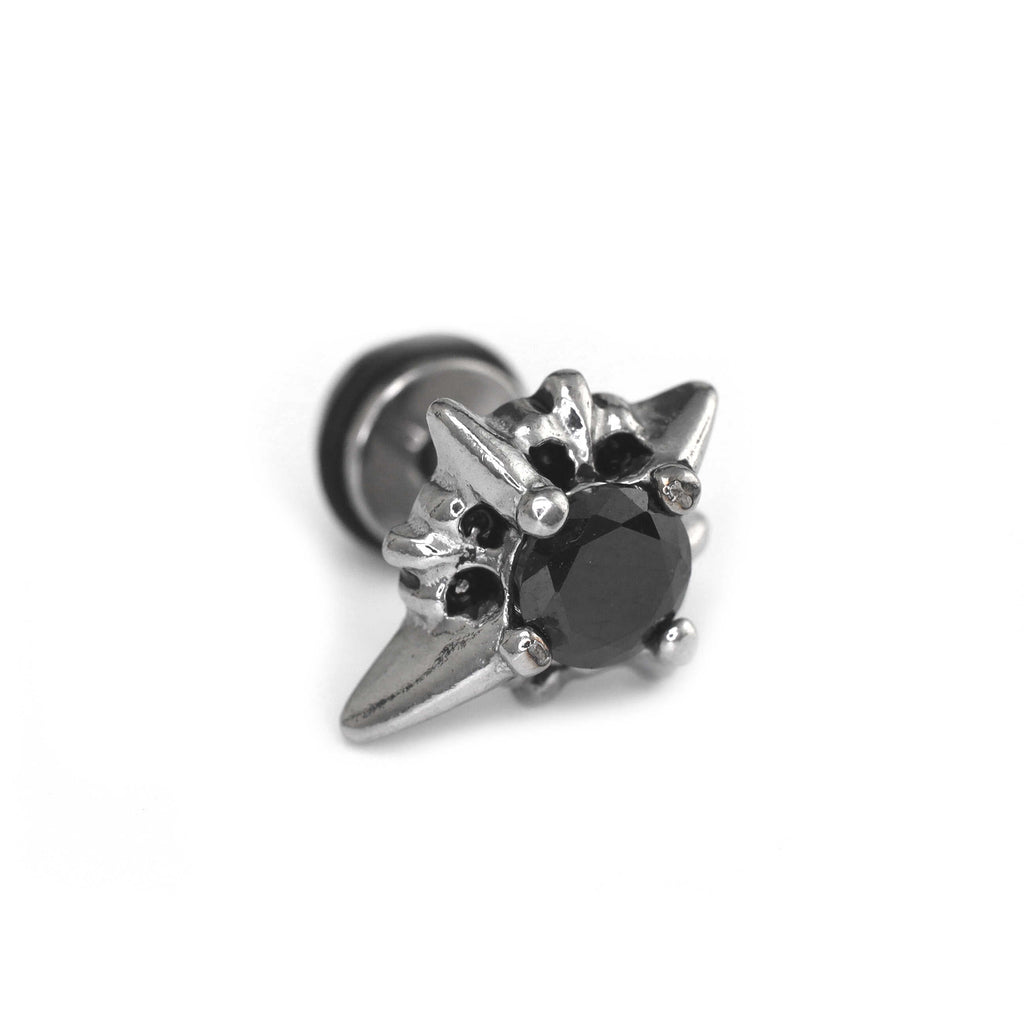 PAIR OF Black & White CZ 3D Hexagram Stainless Steel Ear Studs - PAIR OF Black & White CZ 3D Hexagram Stainless Steel Ear Studs - Pair of White by CRUXJEWELRY