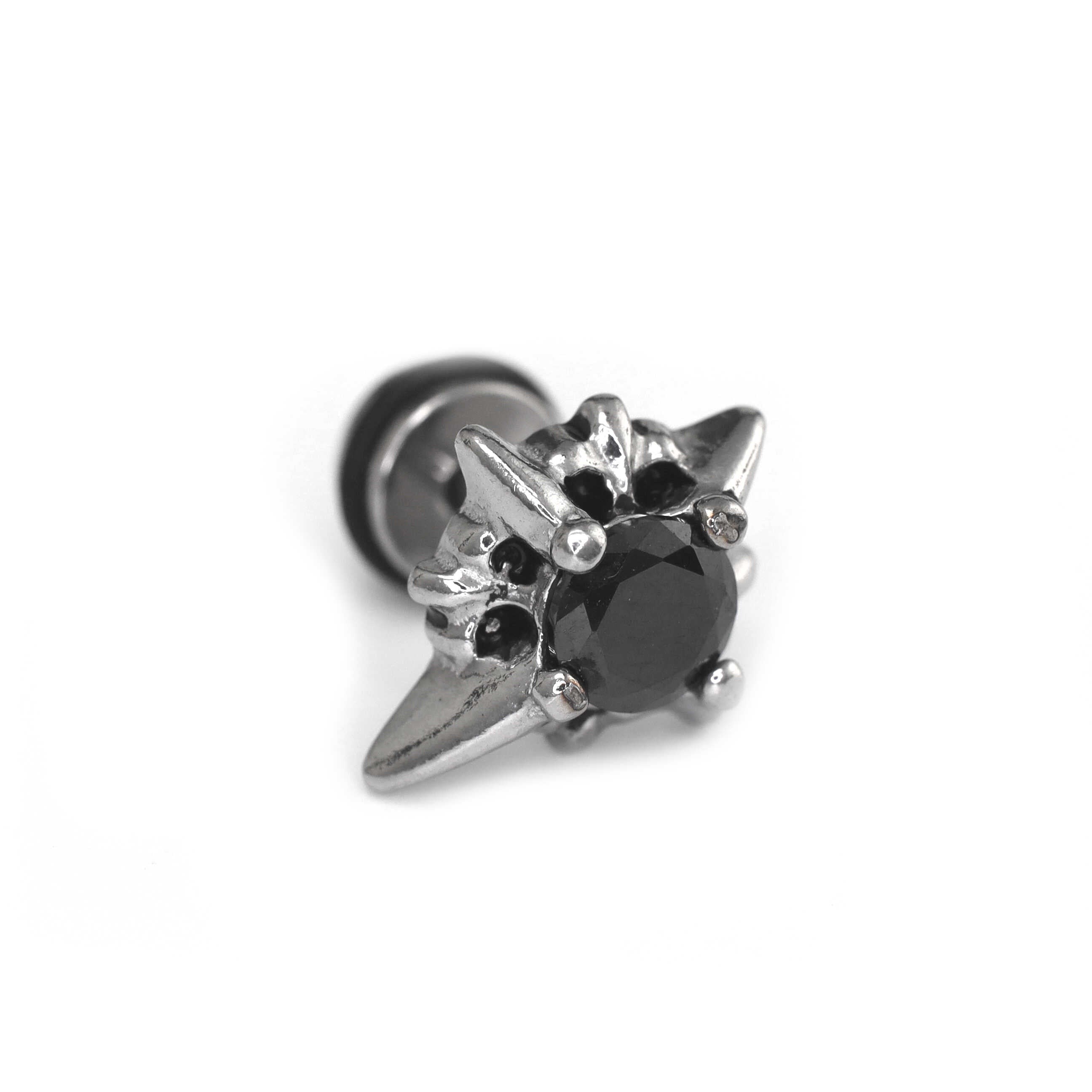 PAIR OF Black & White CZ 3D Hexagram Stainless Steel Ear Studs - PAIR OF Black & White CZ 3D Hexagram Stainless Steel Ear Studs - Pair of White by CRUXJEWELRY