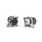 PAIR OF Black & White CZ 3D Hexagram Stainless Steel Ear Studs - PAIR OF Black & White CZ 3D Hexagram Stainless Steel Ear Studs - Pair of White by CRUXJEWELRY