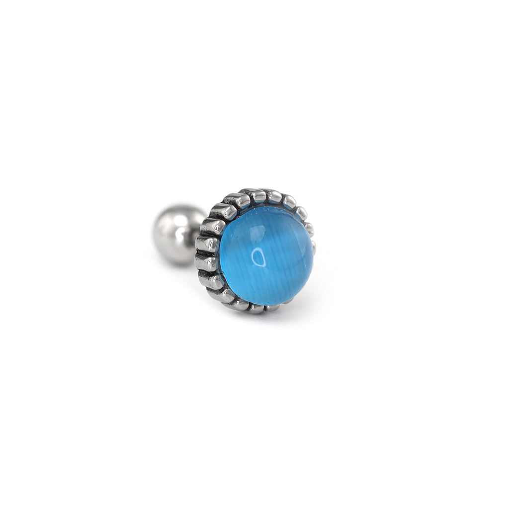 Gray & Blue CZ Externally Threaded Stainless Steel Ear Studs - Gray & Blue CZ Externally Threaded Stainless Steel Ear Studs - Blue by CRUXJEWELRY