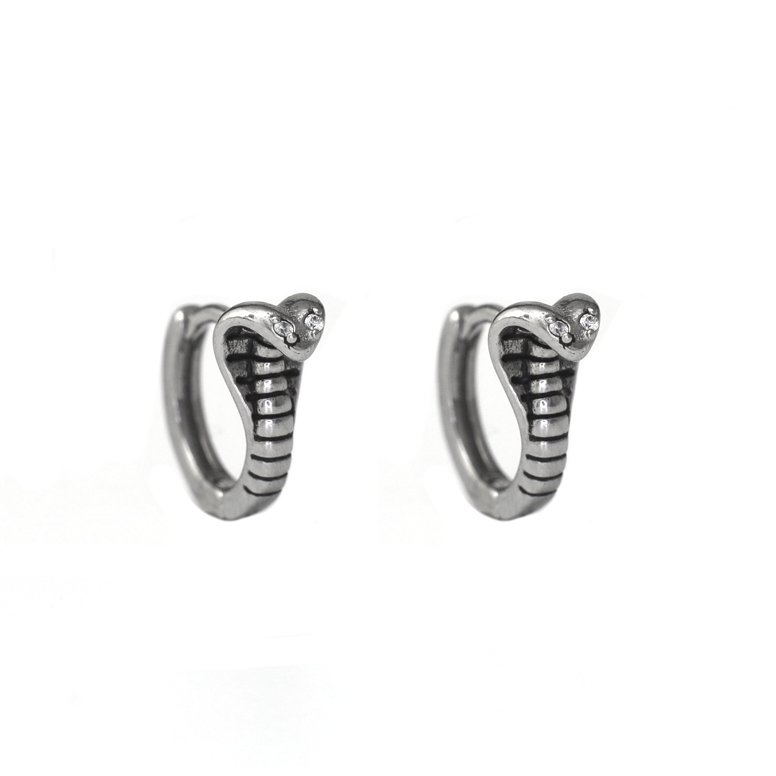 White CZ Eyed Serpent 3D Stainless Steel Stainless Steel - White CZ Eyed Serpent 3D Stainless Steel Stainless Steel - Set by CRUXJEWELRY