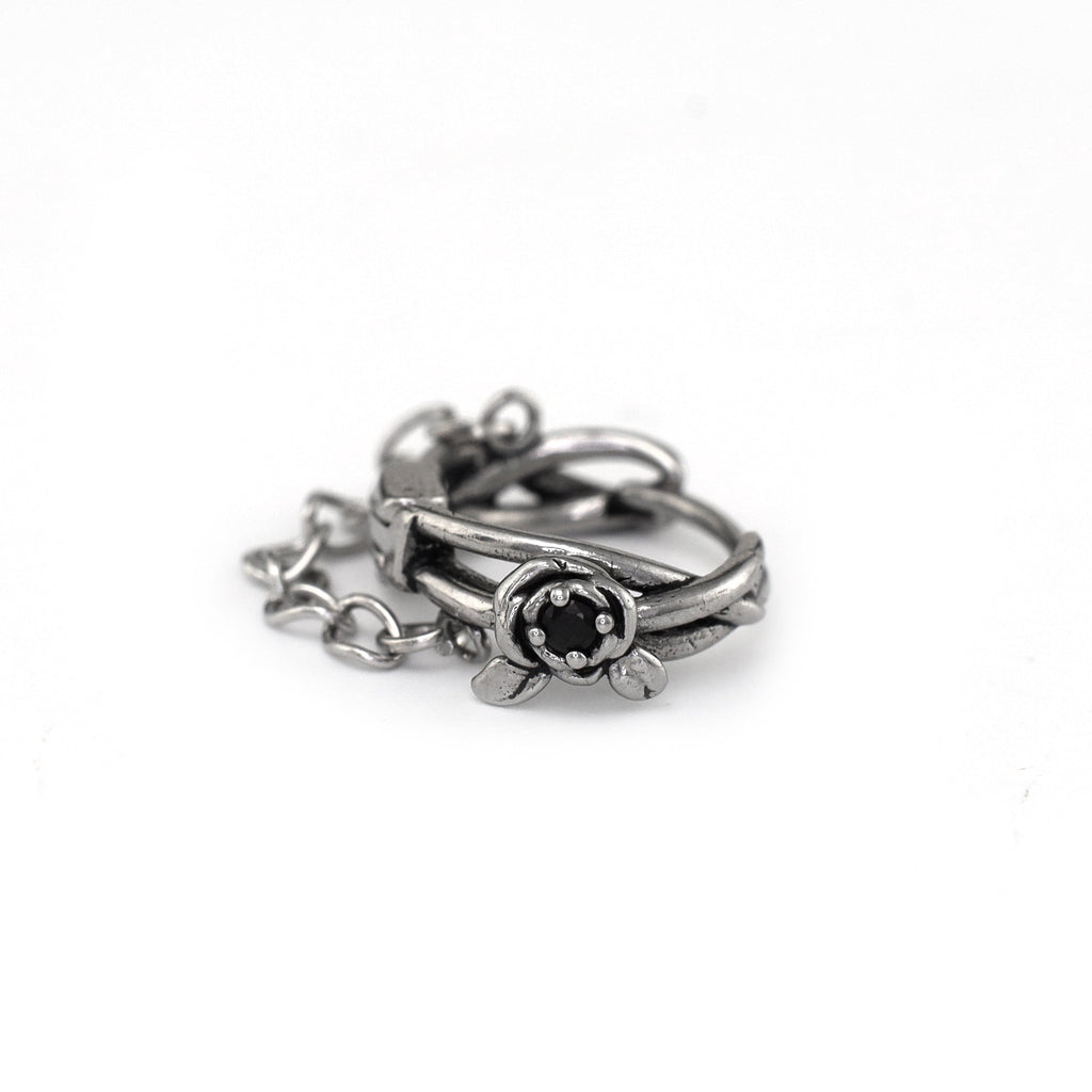Rose Vine Drop Chain Stainless Steel Earrings - Rose Vine Drop Chain Stainless Steel Earrings - Single by CRUXJEWELRY