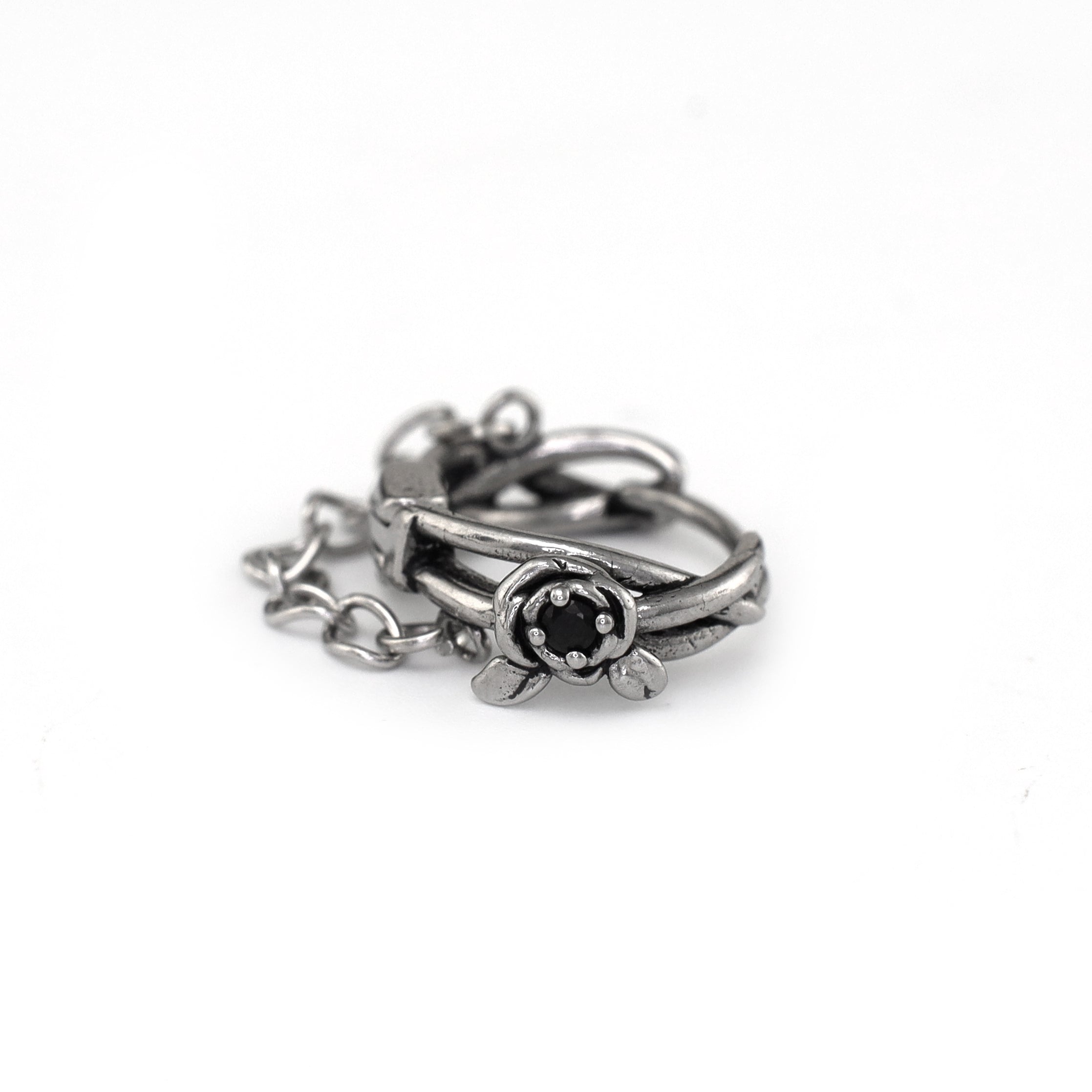 Rose Vine Drop Chain Stainless Steel Earrings - Rose Vine Drop Chain Stainless Steel Earrings - Single by CRUXJEWELRY