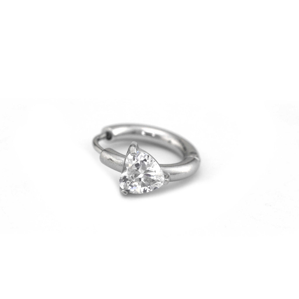 Large Heart CZ Stainless Steel Earrings - Large Heart CZ Stainless Steel Earrings - Single by CRUXJEWELRY