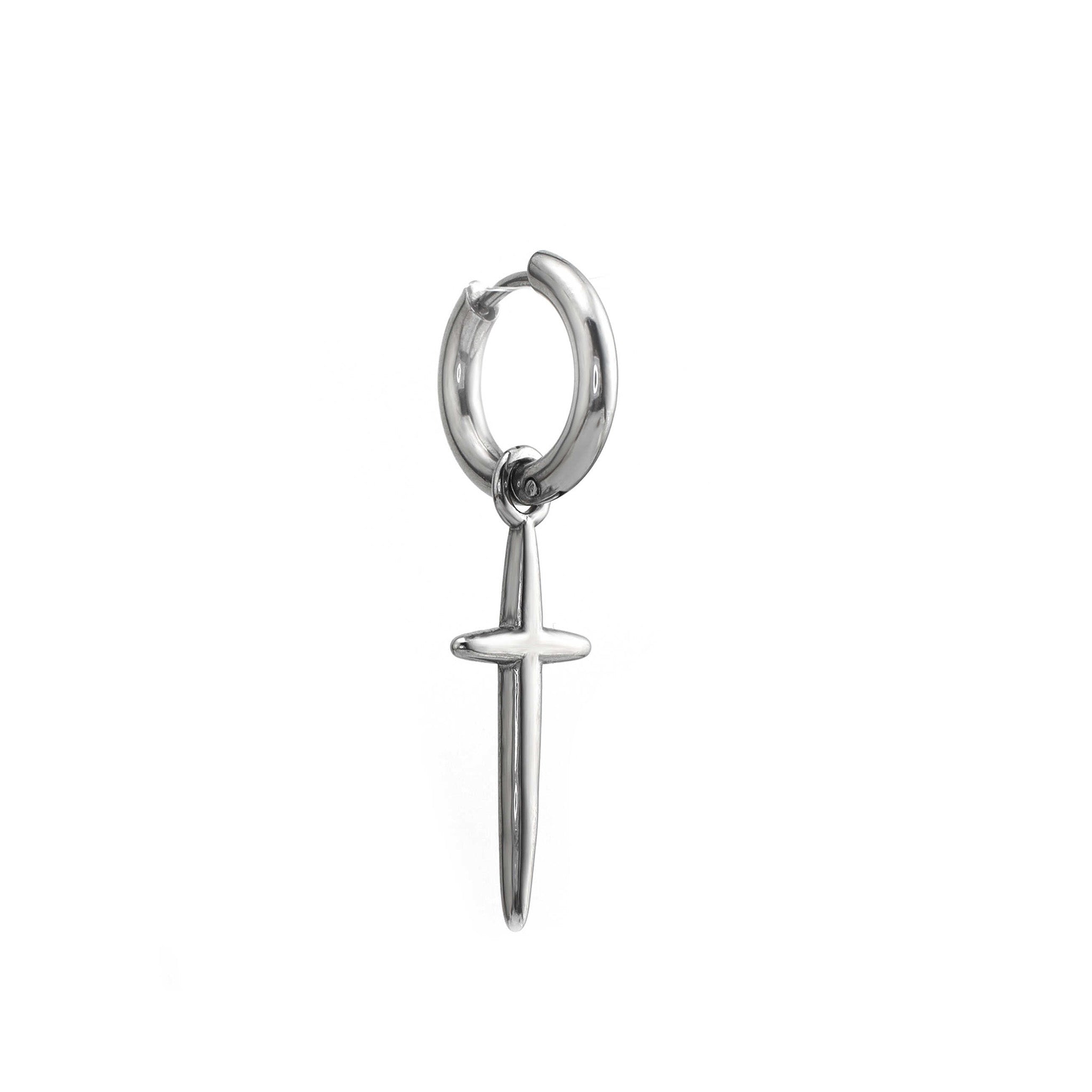 Minimalist 3D Large Cross Stainless Steel Earrings - Minimalist 3D Large Cross Stainless Steel Earrings - Single by CRUXJEWELRY