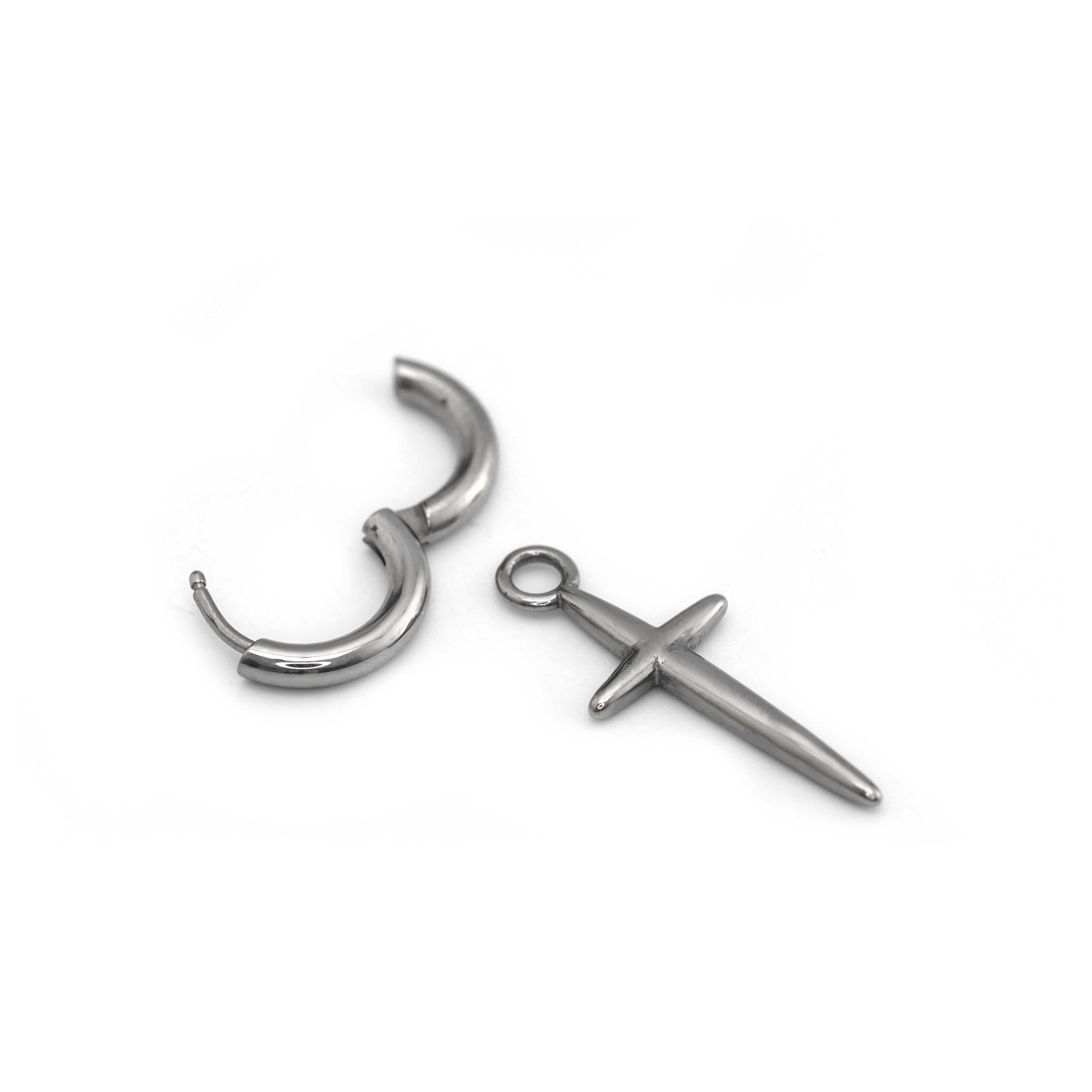 Minimalist 3D Large Cross Stainless Steel Earrings - Minimalist 3D Large Cross Stainless Steel Earrings - Single by CRUXJEWELRY